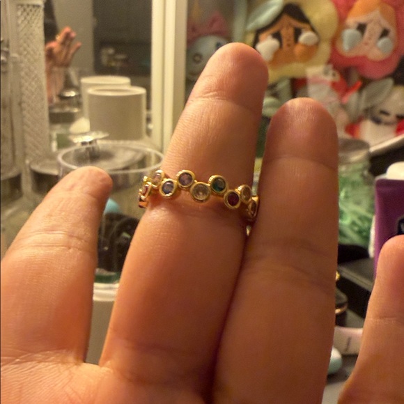 Elegant Multi-Color Gemstone Gold Ring - Picture 6 of 7